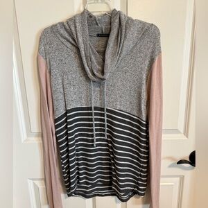 Staccato Heather Gray and Blush Cowl Neck Sweater